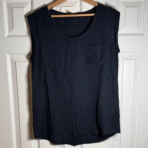 Banana Republic: Navy Pointelle Sleeveless Top